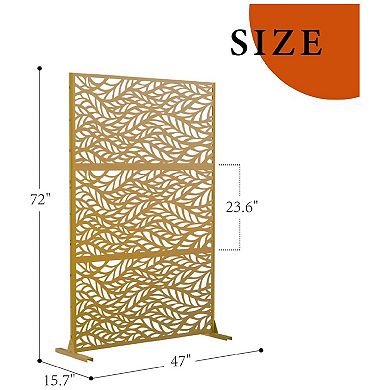 Outdoor Metal Privacy Screen, Freestanding Screen Panel with Stand, Privacy Fence