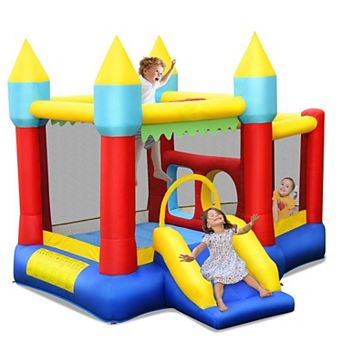 Inflatable Bounce Slide and Jumping Castle for Kids Without Blower