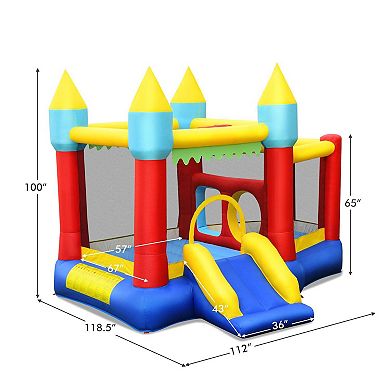 Inflatable Bounce Slide and Jumping Castle for Kids Without Blower