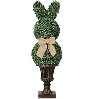 1 pc 39 in Artificial Bunny Shaped Topiary Tree W/Classic Planter Pot Rabbit UV-Resistant Bowknot