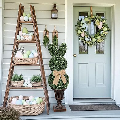 1 pcs 39 in Artificial Bunny Shaped Topiary Tree W/Classic Planter Pot Rabbit UV-Resistant Bowknot