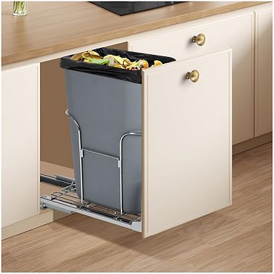 Pullout Trash Can for Under Kitchen Cabinets, Single 35QT Garbage Waste Recycling Bin