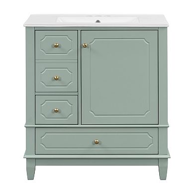 Whisen 30" Bathroom Vanity with Sink, Soft-Close Door & 3 Drawers