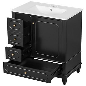 Whisen 30" Bathroom Vanity with Sink, Soft-Close Door & 3 Drawers