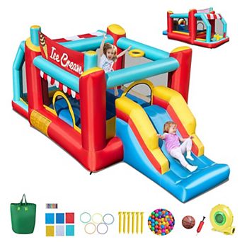 5 in 1 Ice Cream Inflatable Bounce House with Slide and 480W Blower