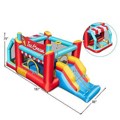 5 in 1 Ice Cream Inflatable Bounce House with Slide and 480W Blower