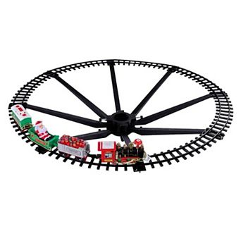 Electric Steam Train Set for Kids, Battery-Operated Christmas Toy with Track, Lights, Sounds & Santa
