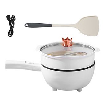 Electric Hot Pot Cooker with Non-Stick Frying Pan, Steamer & Dual Power Control