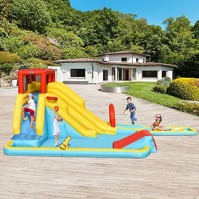 Costway 7 in 1 Inflatable Dual Slide Bounce Houses Climbing Bouncer Without Blower