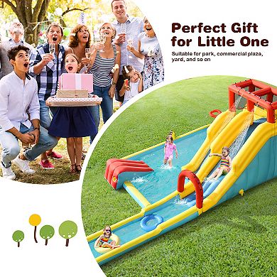 Costway 7 in 1 Inflatable Dual Slide Bounce Houses Climbing Bouncer Without Blower