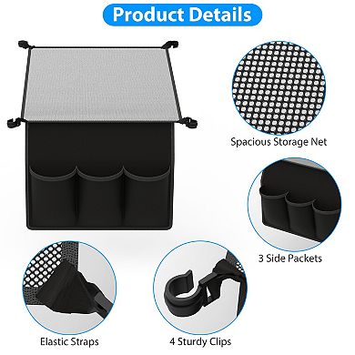 Camping Table Hanging Storage Net with Pockets & Clips, Tear-Resistant