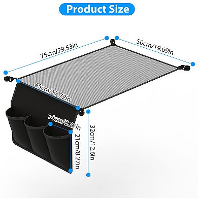 Camping Table Hanging Storage Net with Pockets & Clips, Tear-Resistant