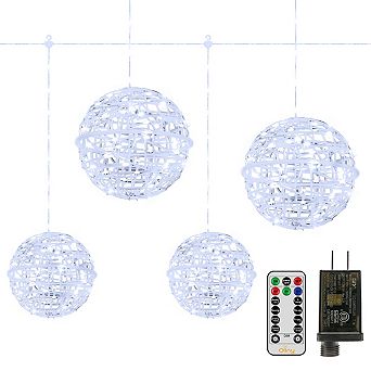 Ollny Outdoor Christmas Cool White Ball Light 4 Packs