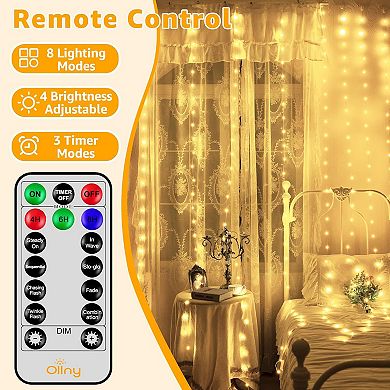 Ollny 600 LED 19.7ft x 9.8ft Warm White Curtain Lights