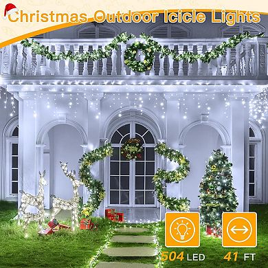 Ollny 486 LED 40ft Cool White Christmas Icicle Lights