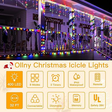 Ollny 400 LED 32ft Multi Color Icicle Lights