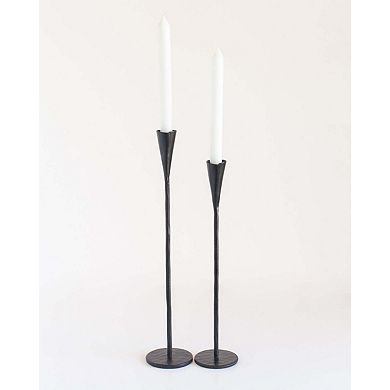 Phoenix Hand-Forged Iron Candle Stands - Set of 2