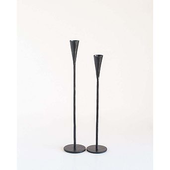 Phoenix Hand-Forged Iron Candle Stands - Set of 2
