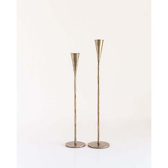 Phoenix Hand-Forged Iron Candle Stands - Set of 2