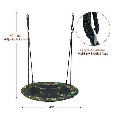 Adjustable Round Tree Swing for Kids with 330 lbs Weight Capacity