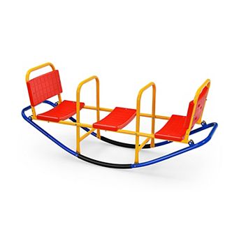 3-Seater Kids Teeter Totter with Backrest and Handrails for Ages 38