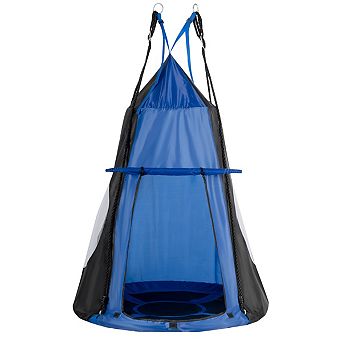 2-in-1 40-Inch Kids Hanging Chair Swing Tent Set - Blue