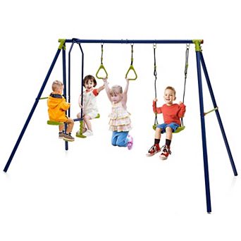 3-in-1 Outdoor Swing Set for Kids Aged 3 to 10