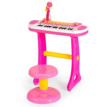 31-Key Kids Piano Keyboard Toy with Mic and Sounds for Ages 3+ - Pink