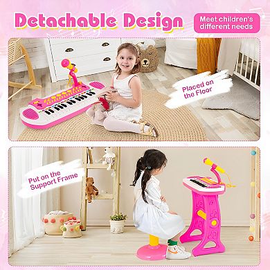 31-Key Kids Piano Keyboard Toy with Mic and Sounds for Ages 3+ - Pink