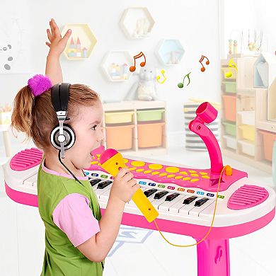 31-Key Kids Piano Keyboard Toy with Mic and Sounds for Ages 3+ - Pink