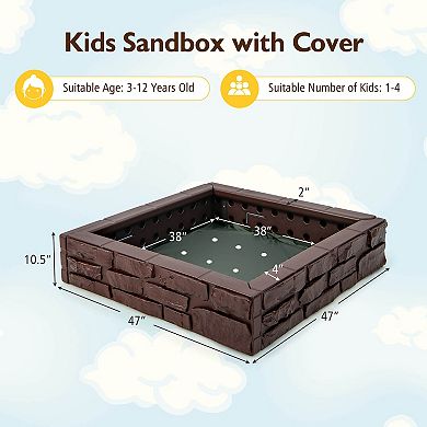 2 in 1 HDPE Kids Sandbox with Cover and Bottom Liner