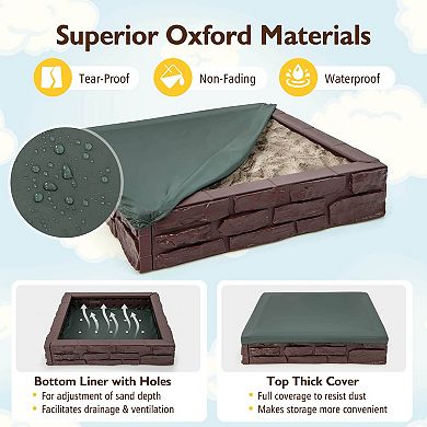 2 in 1 HDPE Kids Sandbox with Cover and Bottom Liner
