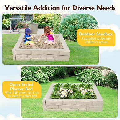 2 in 1 HDPE Kids Sandbox with Cover and Bottom Liner