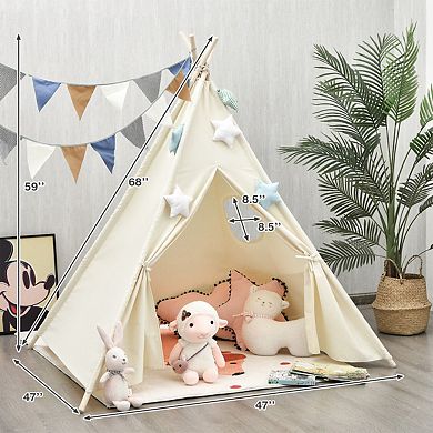 Foldable Kids Canvas Teepee Play Tent
