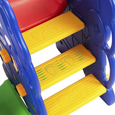 3 In 1 Toddler Slide And Swing Set With Basketball Hoop Freestanding Playset