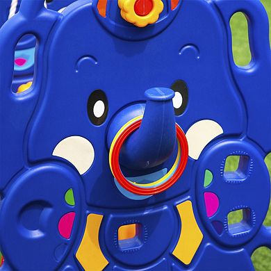 3 In 1 Toddler Slide And Swing Set With Basketball Hoop Freestanding Playset