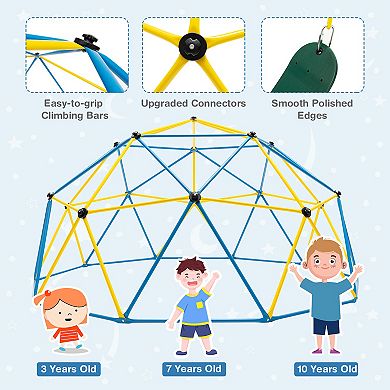 10FT Kids Dome Climber with EVA Swing, Heavy-Duty Steel Frame and 800 lb Weight Capacity
