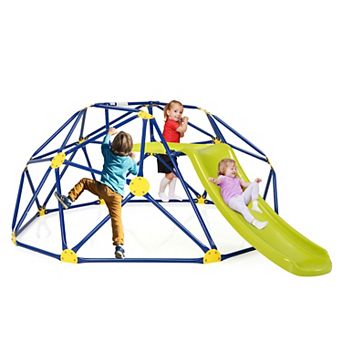 Blue Kids Climbing Dome with Slide and Cushion for Garden or Yard