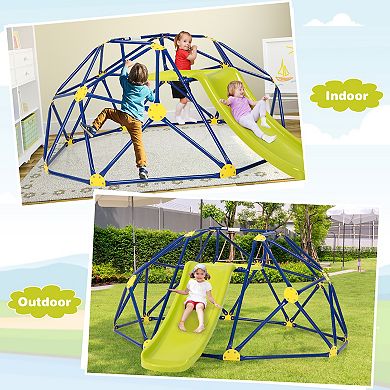 Blue Kids Climbing Dome with Slide and Cushion for Garden or Yard