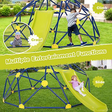 Blue Kids Climbing Dome with Slide and Cushion for Garden or Yard