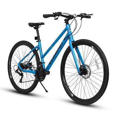 LOVMOR 700C Road Bike Aluminum Wheels 21 Speed Disc Brakes Urban Commuting