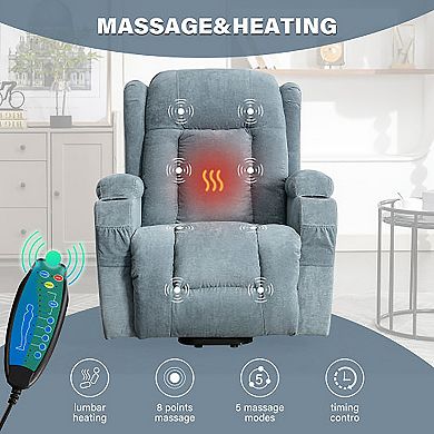 35.43 in. W Fabric Recliner with Remote Control, Tufted and Storage