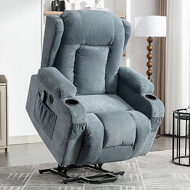 35.43 in. W Fabric Recliner with Remote Control, Tufted and Storage