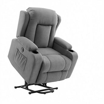 35.43 in W Fabric Recliner with Remote Control, Tufted and Storage