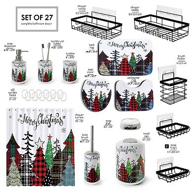 Clara Clark Christmas Bathroom Sets with Shower Curtain and Rugs