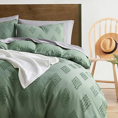 Nestl Bedding Tufted Duvet Cover Set with Quilted Down Alternative Comforter Insert
