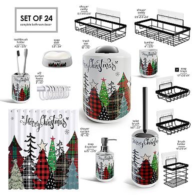 Clara Clark Christmas Bathroom Sets with Shower Curtain and Rugs