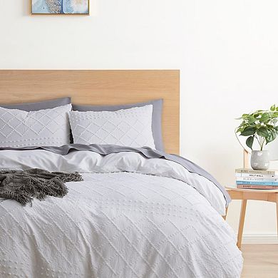 Nestl Bedding Tufted Duvet Cover Set with Quilted Down Alternative Comforter Insert