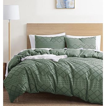 Nestl Bedding Tufted Duvet Cover Set with Quilted Down Alternative Comforter Insert