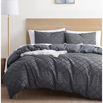 Nestl Bedding Tufted Duvet Cover Set with Quilted Down Alternative Comforter Insert